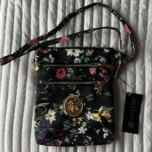 Dasein Black Floral Crossbody Bag